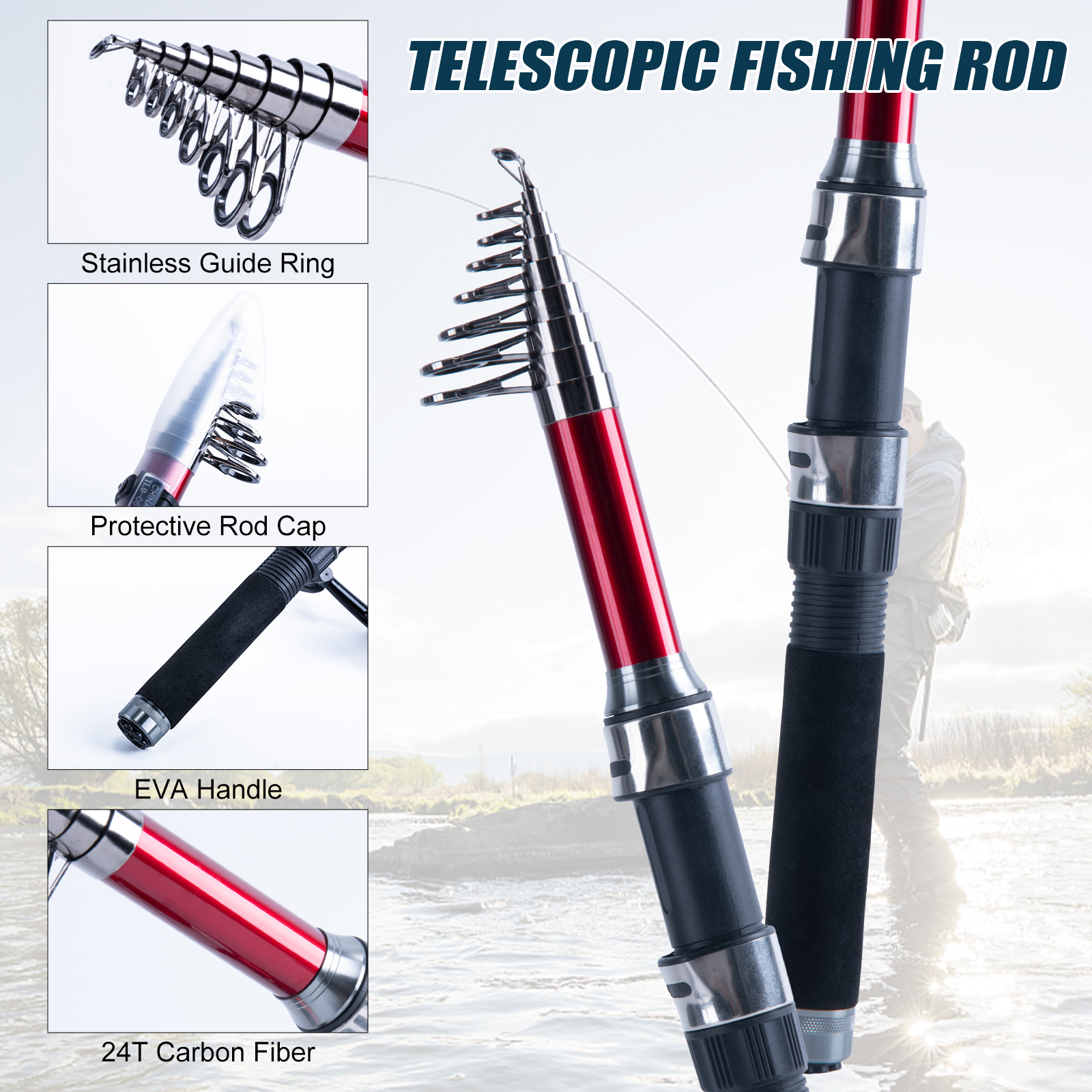 Goture Telescopic Fishing Rod  - Reel Bag recension och pris